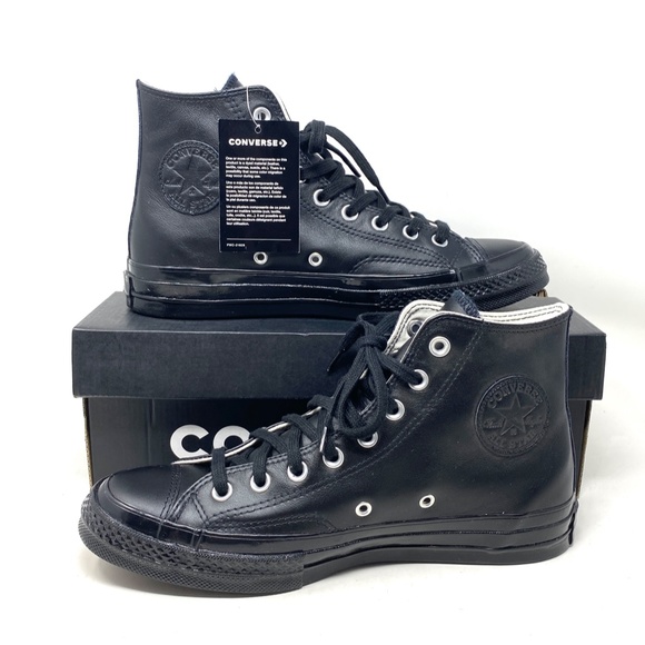 Converse Ctas High Top Leather Black Women's Size Sneakers Custom 165506C-BK - Picture 2 of 10
